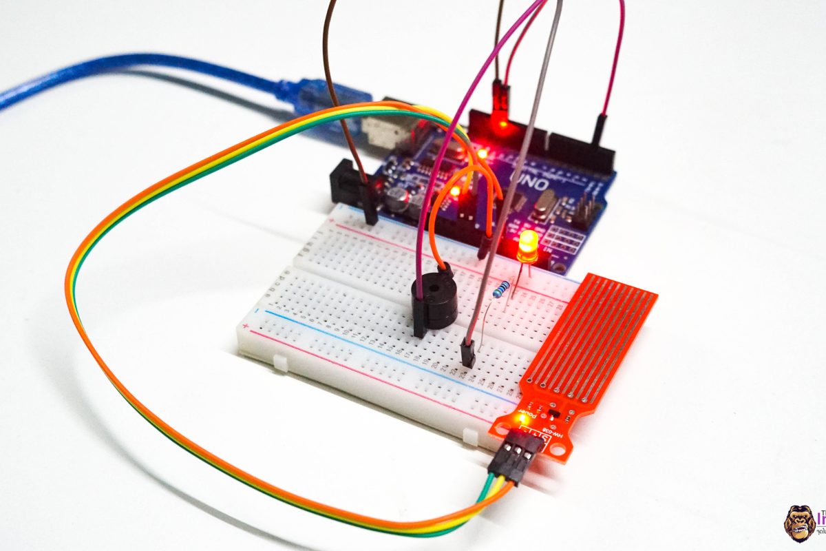 สอนการใช้งาน Arduino UNO กับเซ็นเซอร์ Water Level ควบคุมการเปิด-ปิดไฟ LED และส่งเสียงเตือนผ่าน ฺ