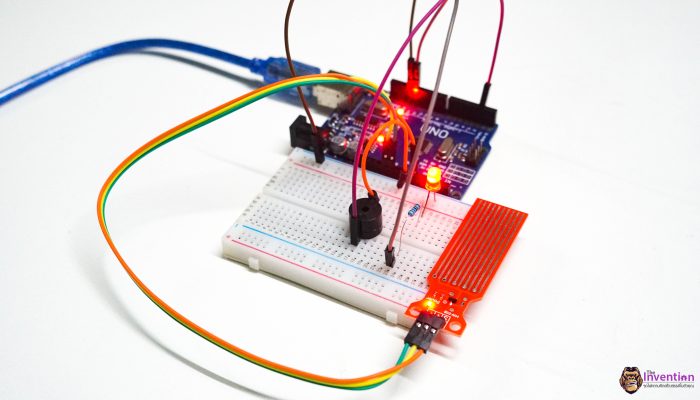 สอนการใช้งาน Arduino UNO กับเซ็นเซอร์ Water Level ควบคุมการเปิด-ปิดไฟ LED และส่งเสียงเตือนผ่าน ฺ