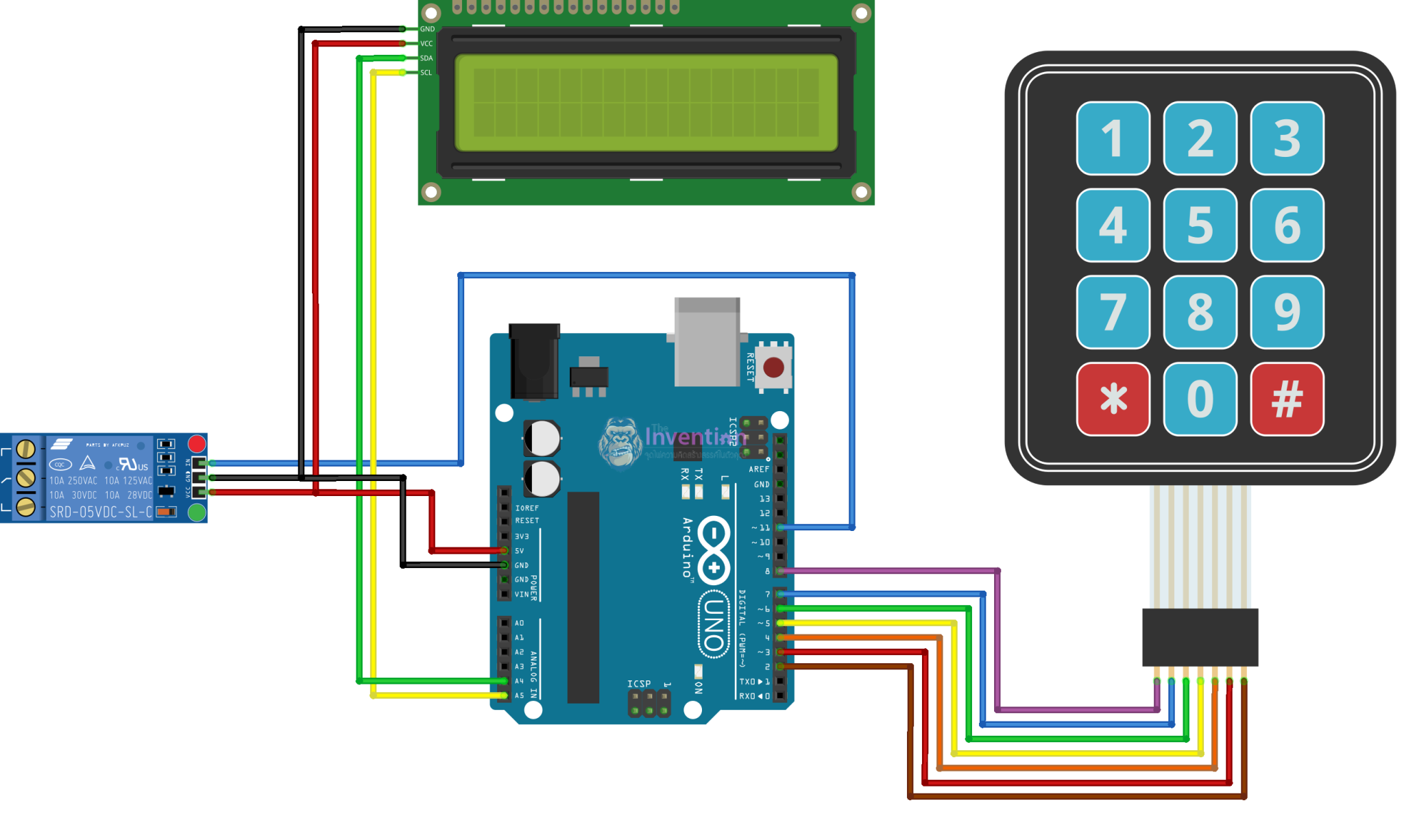 การใช้งาน Matrix Keypad 3×4 ใส่ Password สั่งงาน Relay The Invention
